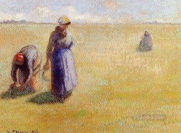 カミーユ・ピサロ Painting - 草を刈る3人の女性 1886年 カミーユ・ピサロ